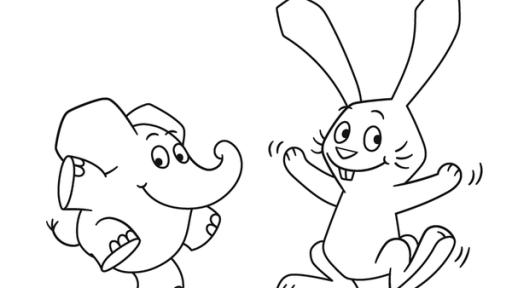 Elefant und Hase tanzen zusammen zur Musik