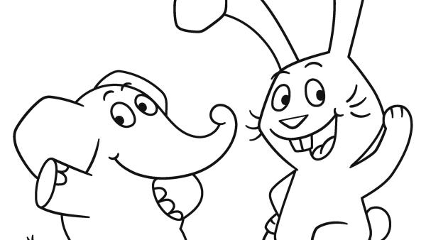 Elefant und Hase winken 