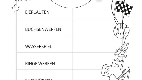 Bastelvorlage für eine Stempelkarte mit Sportübungen