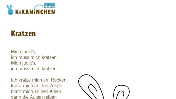 Kikaninchen, Anni und Christian müssen sich an den Ohren, am Rücken und an den Zehen kratzen, weil es juckt. 