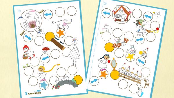 Gestalte ein märchenhaftes Brettspiel von Kikaninchen! Lade die Bastelvorlage herunter und drucke sie aus.