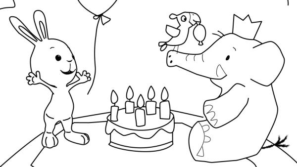 Kikaninchen und der Schnipselelefant essen Torte  | Rechte: KiKA