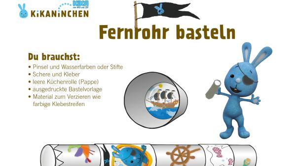 Die Bastelanleitung für ein Kikaninchen-Fernrohr zum Ausdrucken.