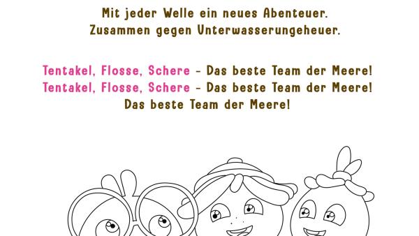 Die drei Freunde Maari, Fin und Tuts halten immer zusammen: Tentakel, Flosse, Schere - das beste Team der Meere! 
