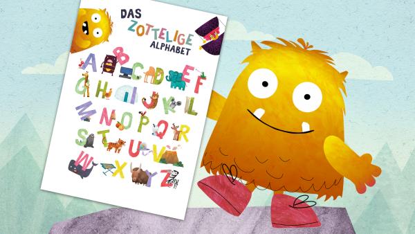 Ein Poster zum Ausdrucken mit allen Buchstaben von A bis Z und lustigen Motiven.