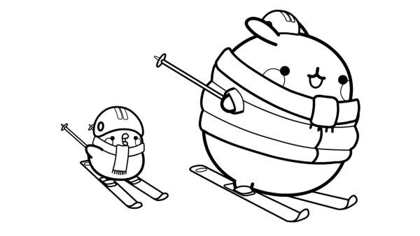 Molang und Piu Piu fahren Ski | Rechte: KiKA