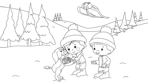 Zoé, Finn und QuackQuack im Schnee | Rechte: TM/Splash Entertainment/LLC/KiKA